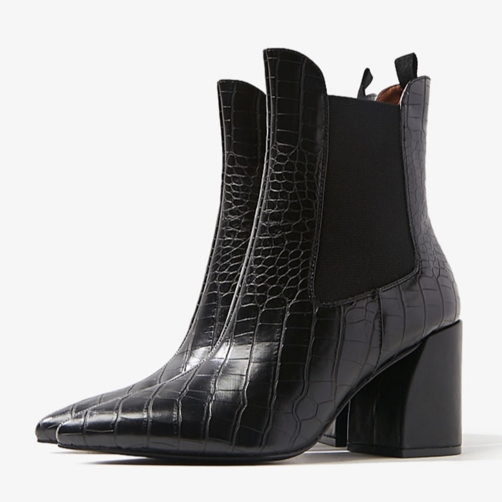 Faux Croc Leather Chelsea Boots